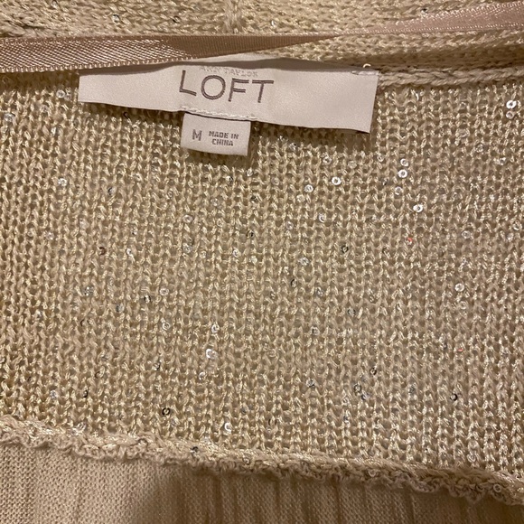 Loft soft gold sweater with sparkles on front.  Great for the holidays.  Size m. - Picture 3 of 4